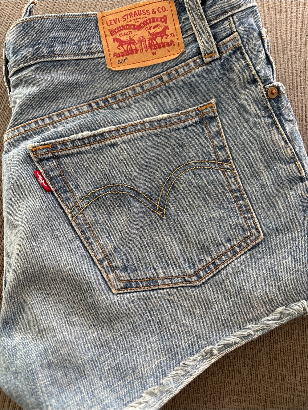 Levi's Light Blue Distressed Denim Cutoff Shorts